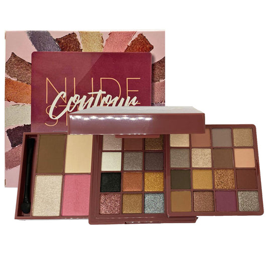 Bella Oggi Nude Studio Contour – Palette Make-Up Completa con 28 Ombretti, Illuminante, Cipria, Terra e Blush